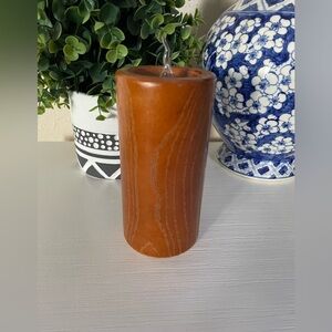 Vintage style wood Wooden Pillar Brown Battery Operated LED Pillar Candle, 6”